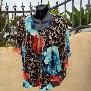 Floral Leopard Print Women's Top & Matching skirt $53